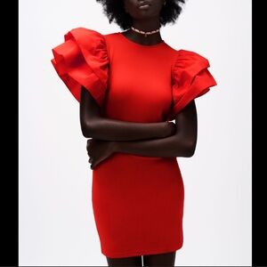 Zara Red Ruffle Dress